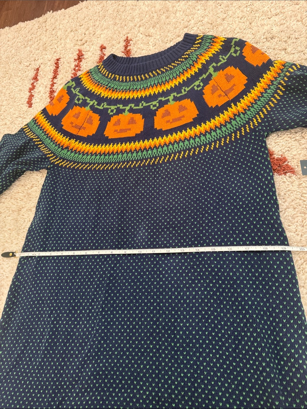 ModCloth Cozy Commitment Fair Isle Sweater Dress in Pumpkins Jack-O-Lanterns - Picture 8 of 11